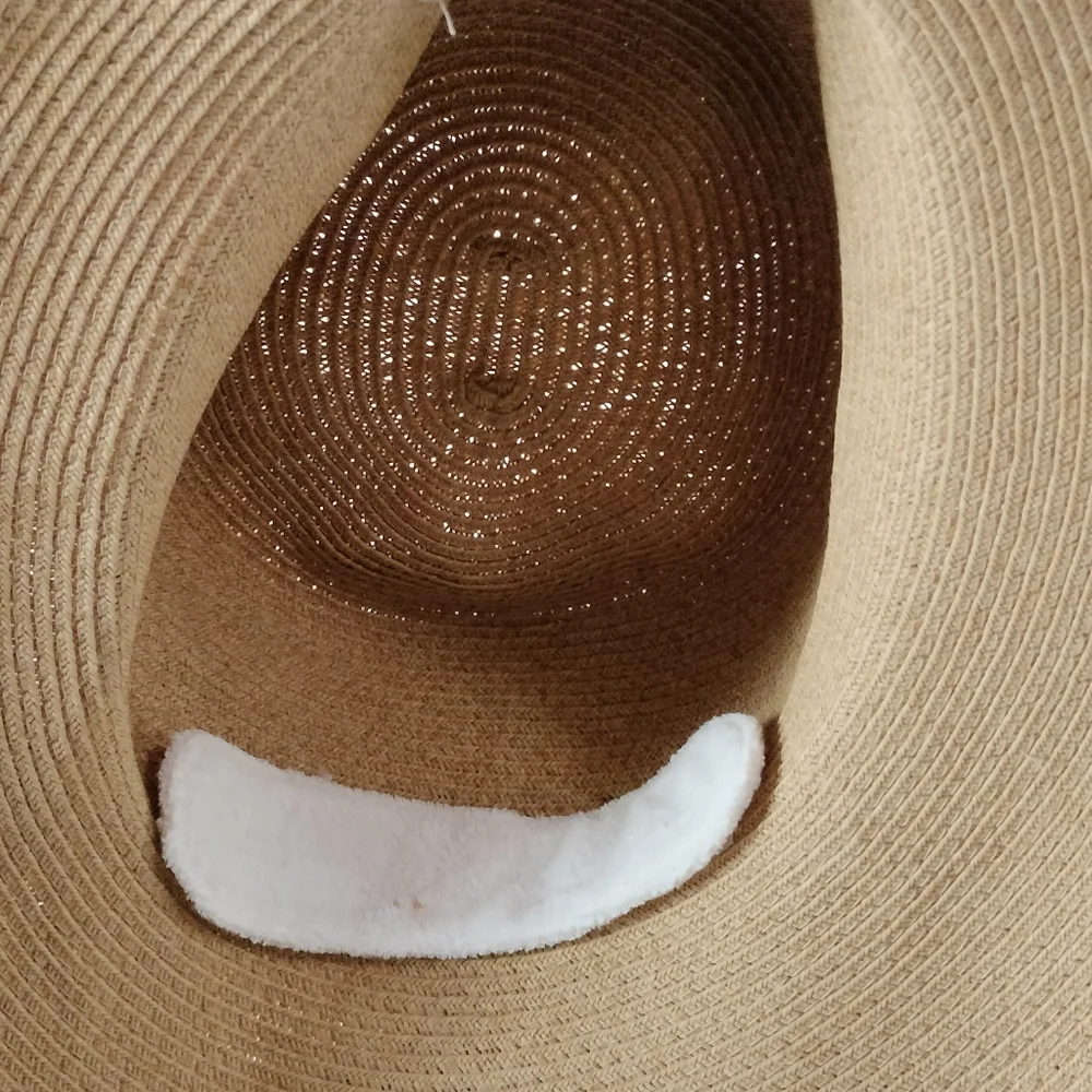 Cappelli Stylish Tan White Sun Hat Pool Beach Resort Travel Gardening - Picture 5 of 8